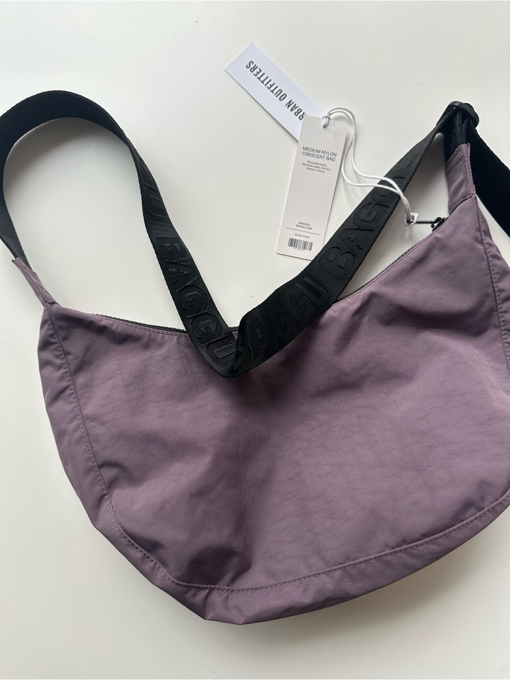 Baggu Medium Nylon Crescent Bag in Violet